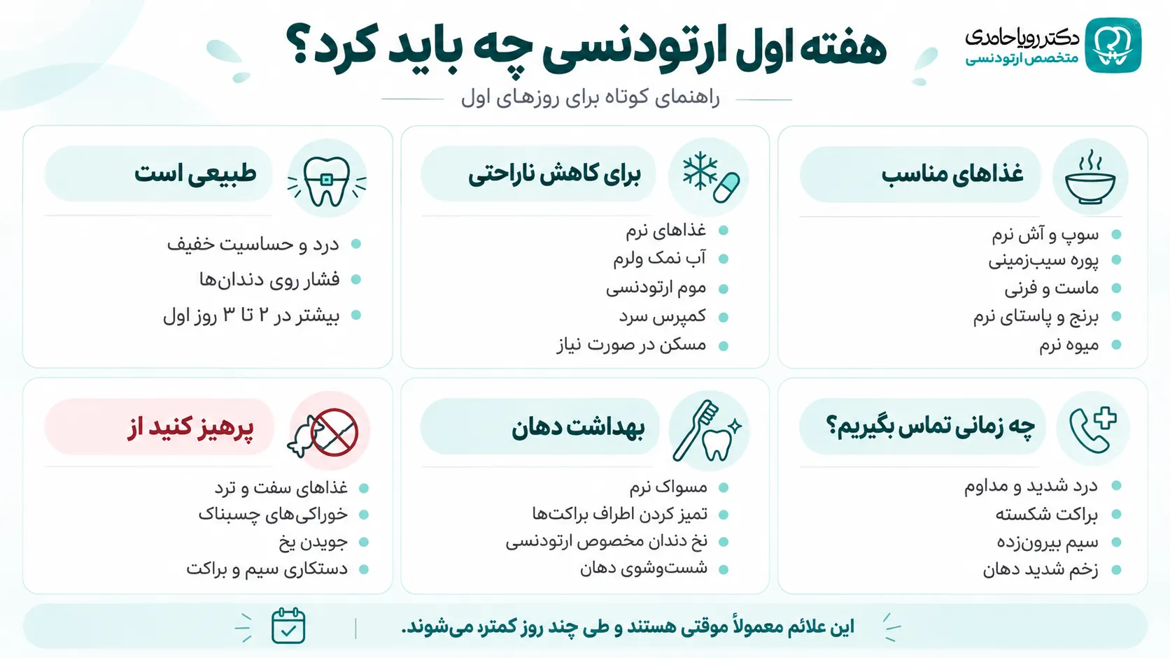 مراقبت هفته اول ارتودنسی